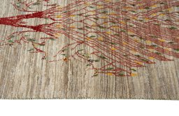Close-up detail of New Persian Gabbeh rug from Iran / Persia showing Wool weave