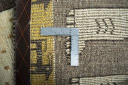 Close-up detail of 2000s Persian Gabbeh rug from Iran / Persia showing Wool weave