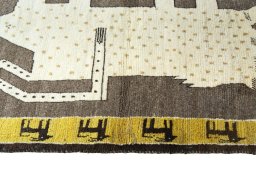 Close-up detail of 2000s Persian Gabbeh rug from Iran / Persia showing Wool weave