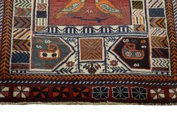 Close-up detail of 2000s Persian Gabbeh rug from Iran / Persia showing Wool weave