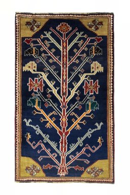 Full view of 2000s Persian Gabbeh rug from Iran / Persia, 194 × 115 cm in Blue tones