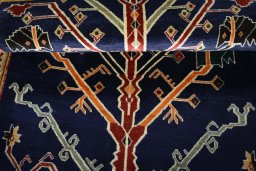 Full view of 2000s Persian Gabbeh rug from Iran / Persia, 194 × 115 cm in Blue tones