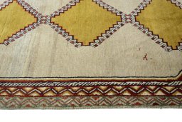 Close-up detail of 2000s Persian Gabbeh rug from Iran / Persia showing Wool weave