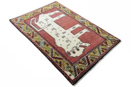Close-up detail of 2000s Persian Gabbeh rug from Iran / Persia showing Wool weave