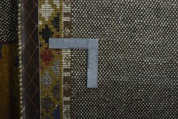 Close-up detail of 2000s Persian Gabbeh rug from Iran / Persia showing Wool weave