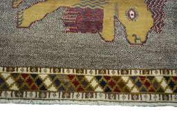 Central medallion detail of 2000s Persian Gabbeh rug from Iran / Persia