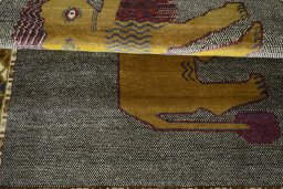 Full view of 2000s Persian Gabbeh rug from Iran / Persia, 150 × 108 cm in Multi Color tones