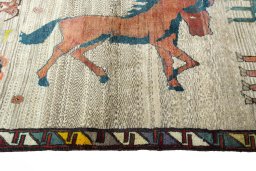 Close-up detail of 2000s Persian Gabbeh rug from Iran / Persia showing Wool weave