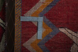 Close-up detail of 2000s Persian Gabbeh rug from Iran / Persia showing Wool weave