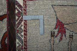 Close-up detail of 2000s Persian Gabbeh rug from Iran / Persia showing Wool weave