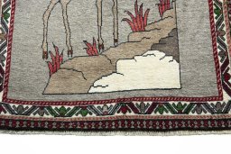 Central medallion detail of 2000s Persian Gabbeh rug from Iran / Persia