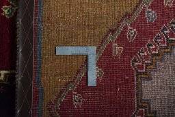 Close-up detail of 2000s Persian Gabbeh rug from Iran / Persia showing Wool weave