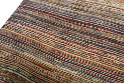 Backside of handmade 2000s Persian Gabbeh rug showing knot structure and weave density