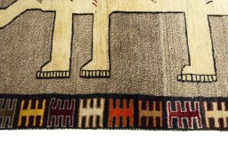 Close-up detail of 2000s Persian Gabbeh rug from Iran / Persia showing Wool weave