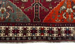 Close-up detail of 2000s Persian Gabbeh rug from Iran / Persia showing Wool weave