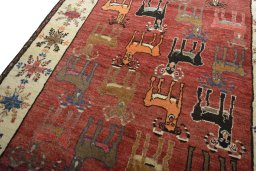 Backside of handmade 2000s Persian Gabbeh rug showing knot structure and weave density