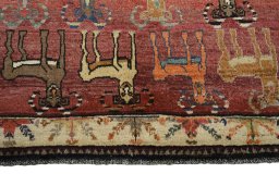 Central medallion detail of 2000s Persian Gabbeh rug from Iran / Persia
