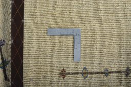 Close-up detail of New Persian Gabbeh rug from Iran / Persia showing Wool weave