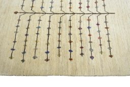 Close-up detail of New Persian Gabbeh rug from Iran / Persia showing Wool weave