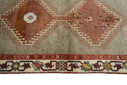 Close-up detail of 2000s Persian Gabbeh rug from Iran / Persia showing Wool weave