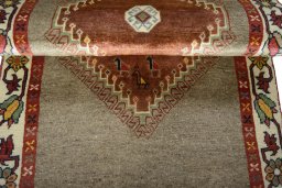 Full view of 2000s Persian Gabbeh rug from Iran / Persia, 173 × 86 cm in Gray tones