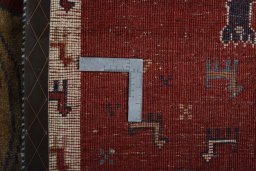 Close-up detail of 2000s Persian Gabbeh rug from Iran / Persia showing Wool weave
