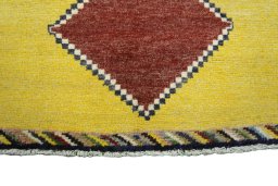 Central medallion detail of 2000s Persian Gabbeh rug from Iran / Persia