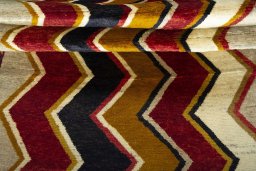 Full view of 2000s Persian Gabbeh rug from Iran / Persia, 211 × 123 cm in Multi Color tones