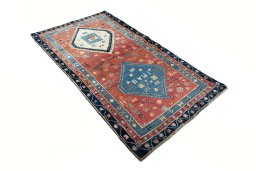 Close-up detail of 2000s Persian Gabbeh rug from Iran / Persia showing Wool weave