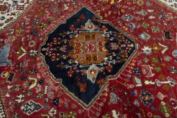 Central medallion detail of 2000s Persian Gabbeh rug from Iran / Persia
