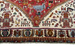 Close-up detail of 2000s Persian Gabbeh rug from Iran / Persia showing Wool weave
