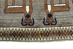 Central medallion detail of 2000s Persian Gabbeh rug from Iran / Persia