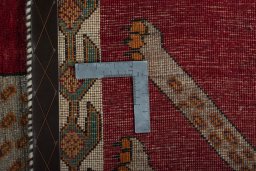 Close-up detail of 2000s Persian Gabbeh rug from Iran / Persia showing Wool weave