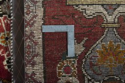 Close-up detail of 2000s Persian Gabbeh rug from Iran / Persia showing Wool weave