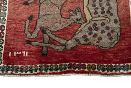Central medallion detail of 2000s Persian Gabbeh rug from Iran / Persia