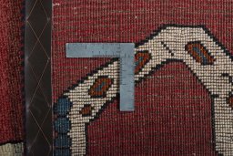Close-up detail of 2000s Persian Gabbeh rug from Iran / Persia showing Wool weave