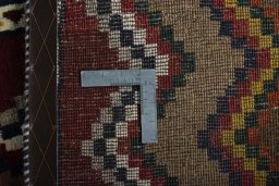 Close-up detail of 2000s Persian Gabbeh rug from Iran / Persia showing Wool weave