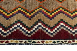 Close-up detail of 2000s Persian Gabbeh rug from Iran / Persia showing Wool weave