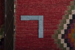 Close-up detail of 2000s Persian Gabbeh rug from Iran / Persia showing Wool weave