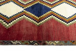 Close-up detail of 2000s Persian Gabbeh rug from Iran / Persia showing Wool weave