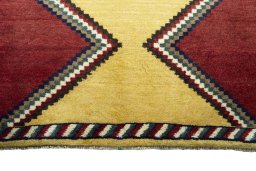 Central medallion detail of 2000s Persian Gabbeh rug from Iran / Persia