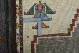 Close-up detail of 2000s Persian Gabbeh rug from Iran / Persia showing Wool weave