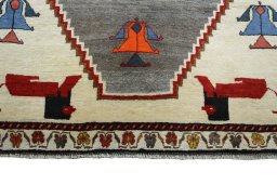 Central medallion detail of 2000s Persian Gabbeh rug from Iran / Persia
