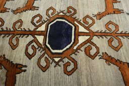 Central medallion detail of 2000s Persian Gabbeh rug from Iran / Persia