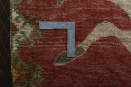 Close-up detail of 2000s Persian Gabbeh rug from Iran / Persia showing Wool weave