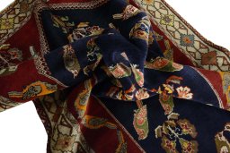 Close-up detail of 2000s Persian Gabbeh rug from Iran / Persia showing Wool weave