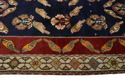 Full view of 2000s Persian Gabbeh rug from Iran / Persia, 264 × 162 cm in Blue tones
