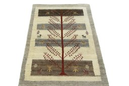 Surface texture of New Persian Gabbeh rug with natural Wool and intricate pattern