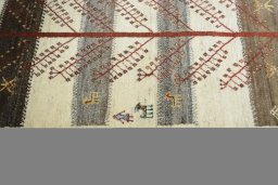 Close-up detail of New Persian Gabbeh rug from Iran / Persia showing Wool weave