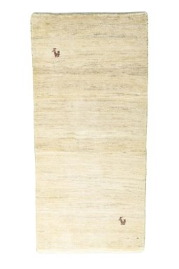 Full view of New Persian Gabbeh rug from Iran / Persia, 145 × 68 cm in Beige tones